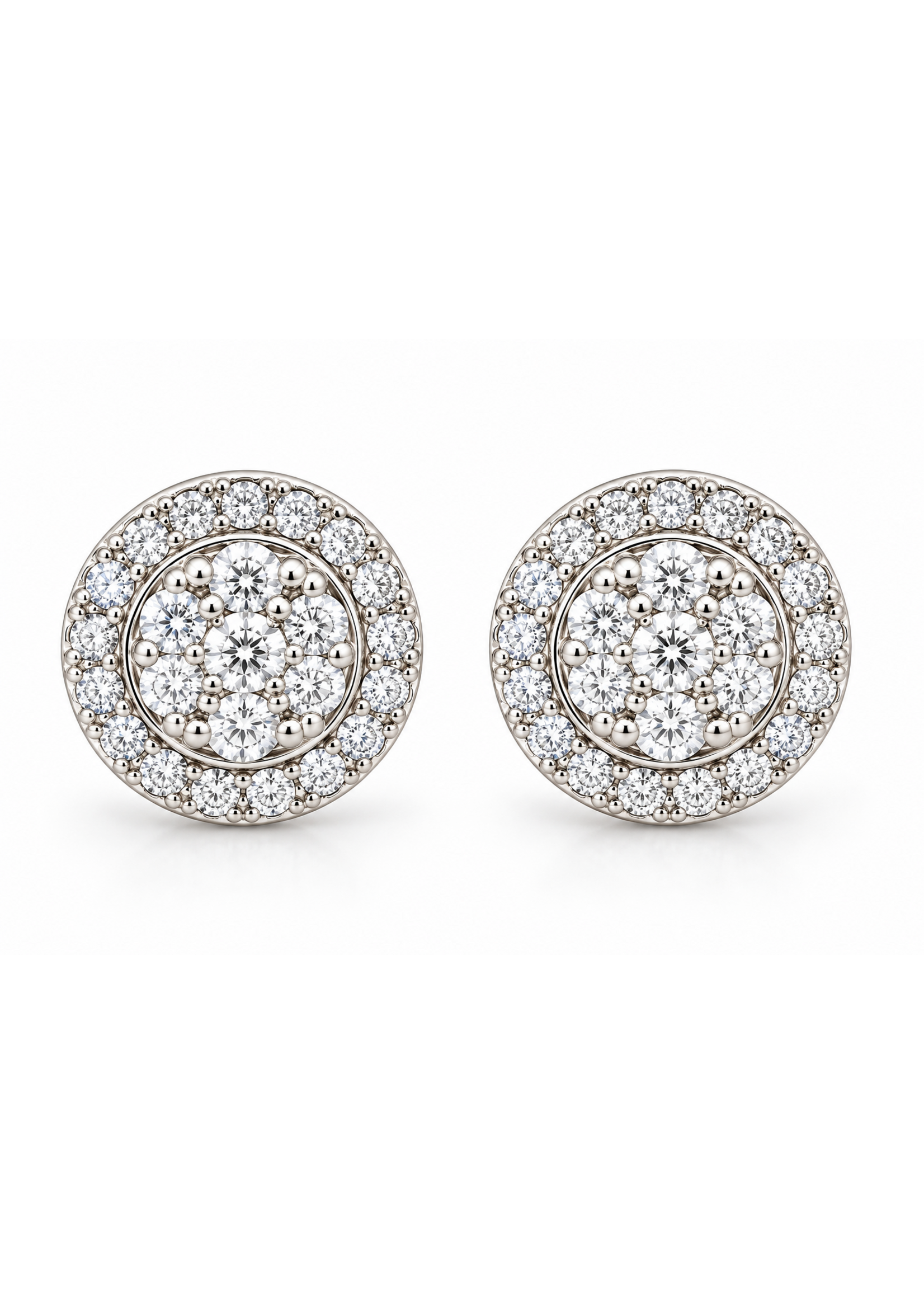 Vintage Vintage Sterling Halo CZ Stud Earrings