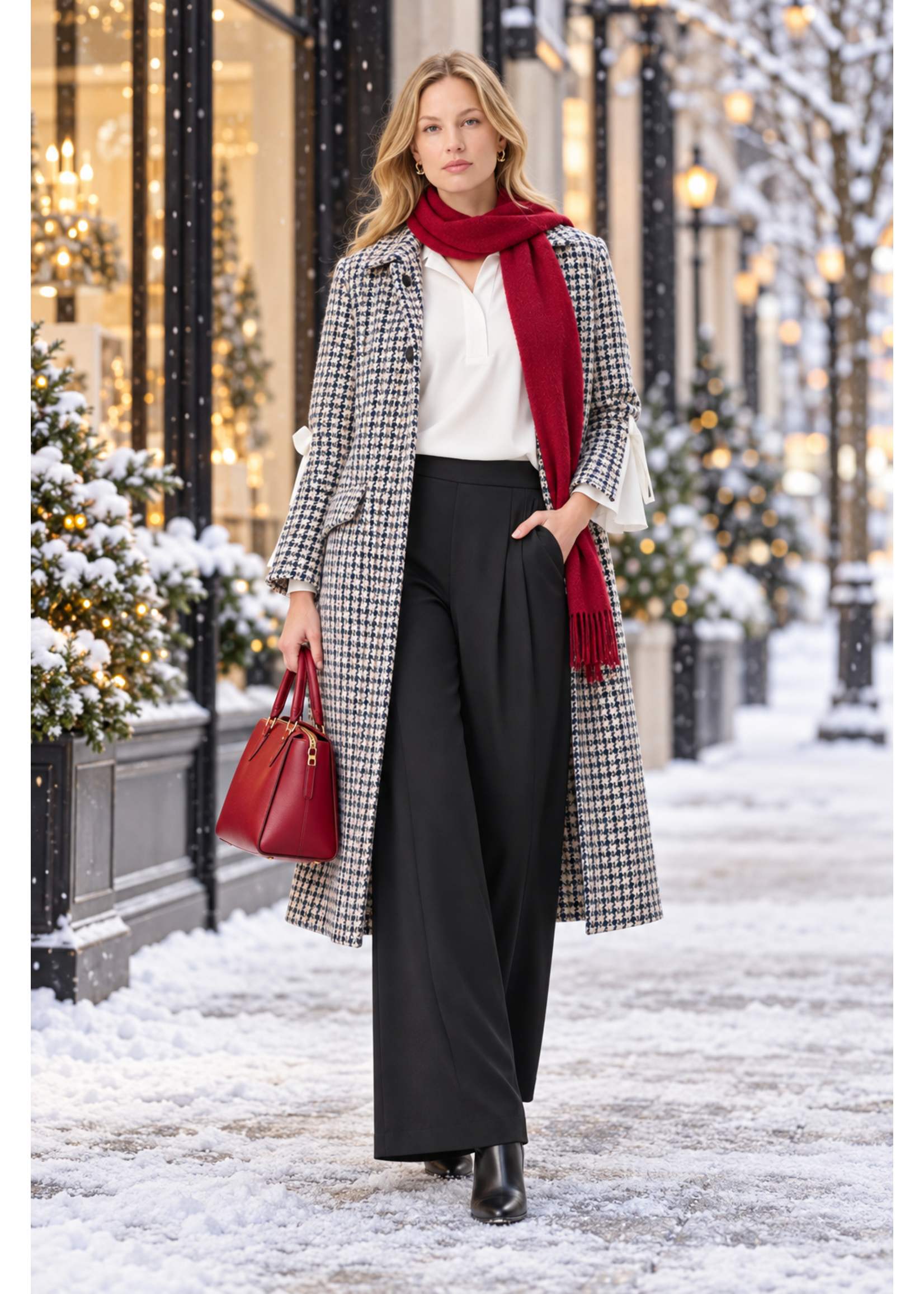 Lois Blackbull Apparel Mavis Tweed Knee Length Classic Coat