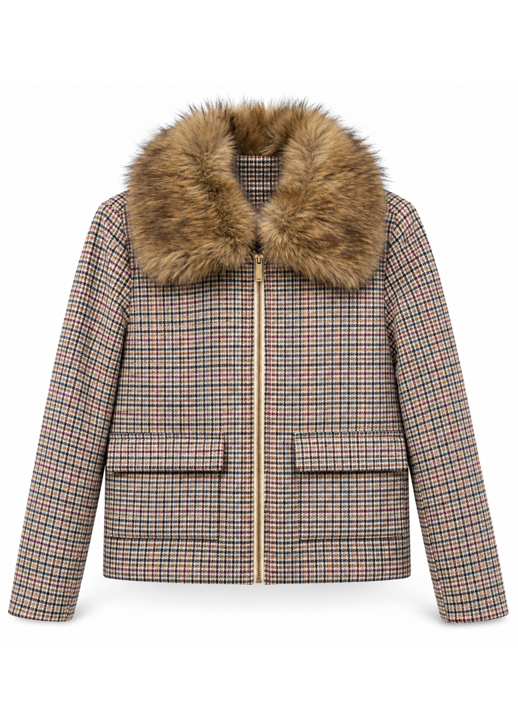 Lois Blackbull Apparel Charity Faux Fur Collar Coat