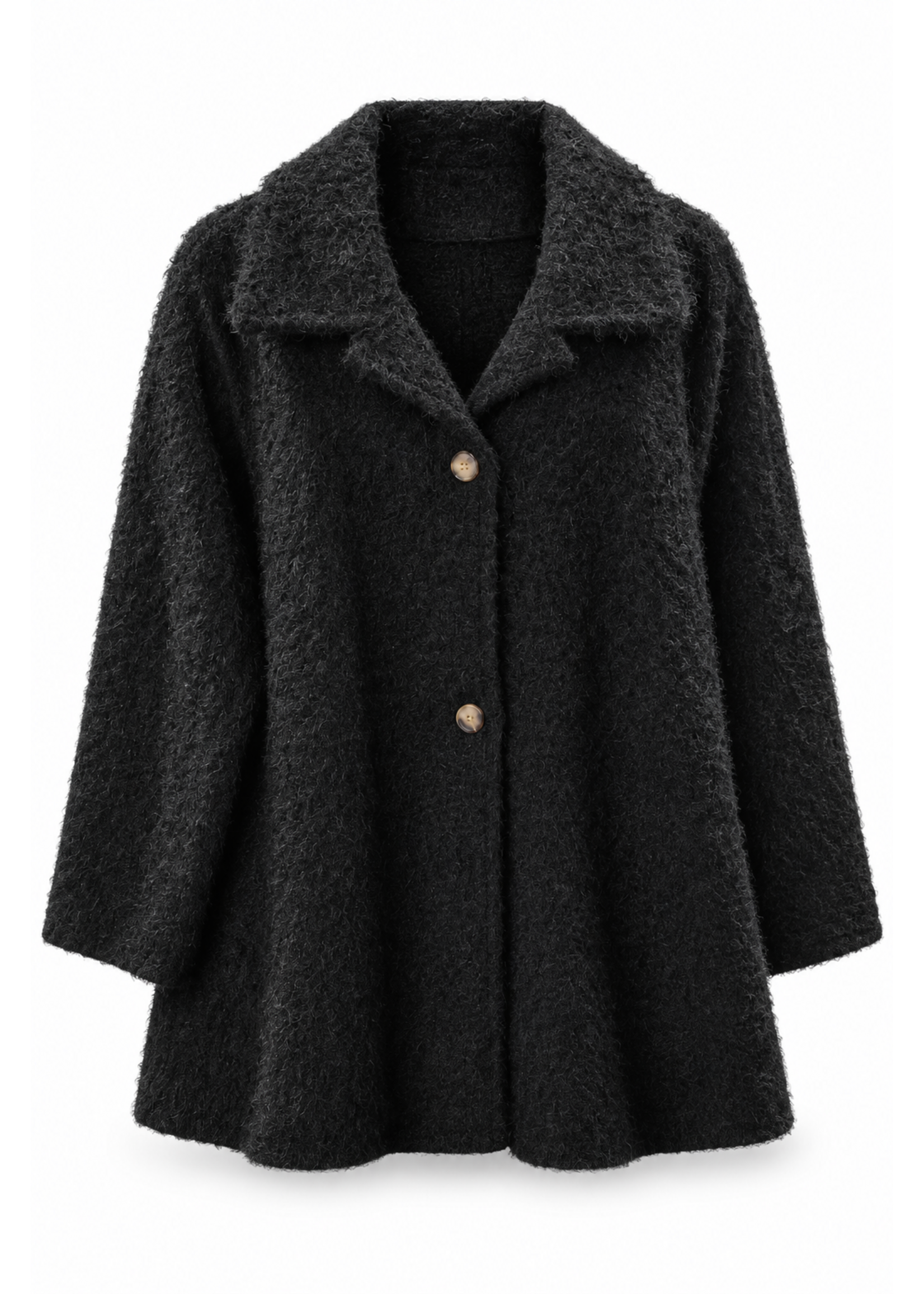 Long Swing Faux Wool Coat