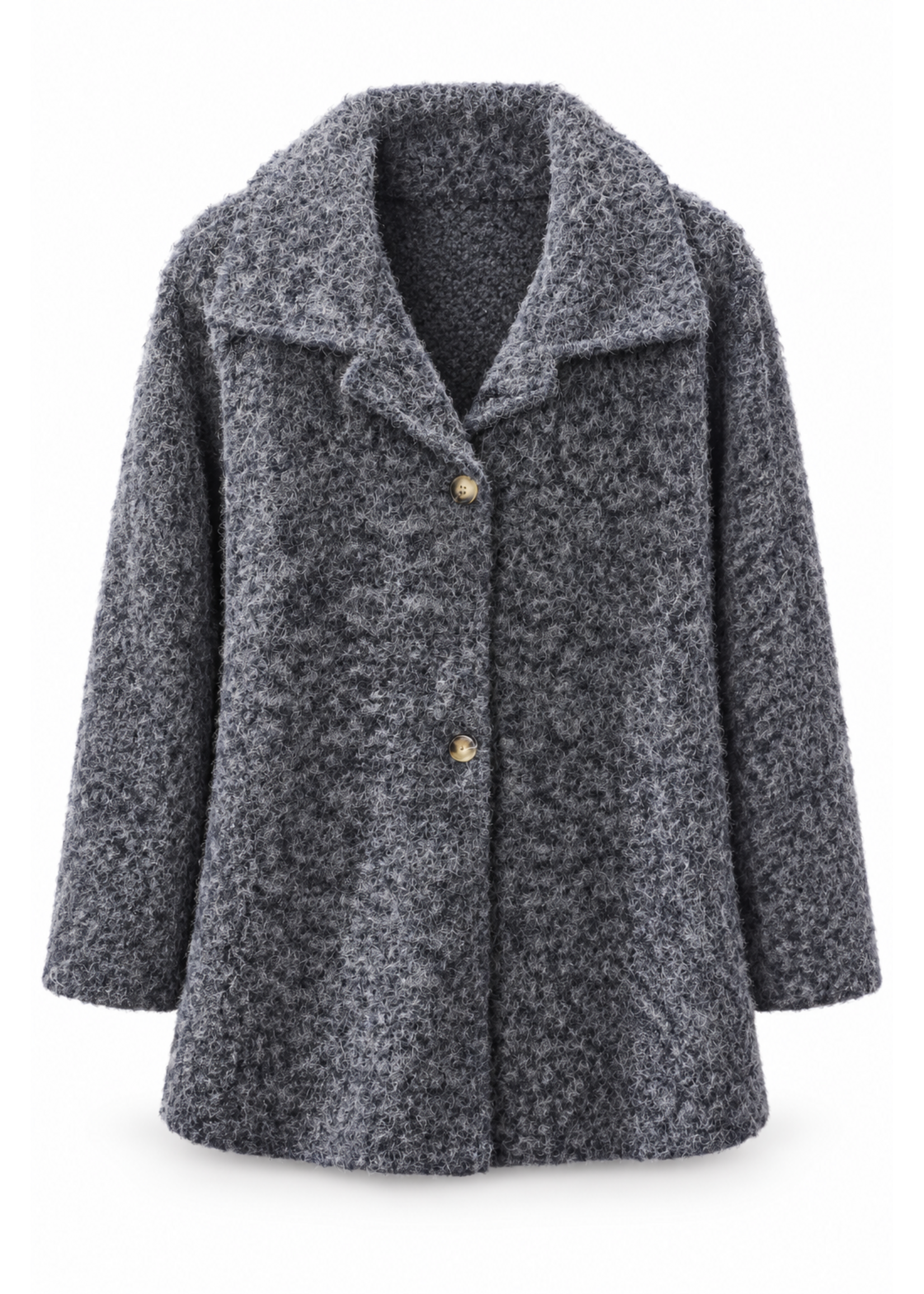 Long Swing Faux Wool Coat