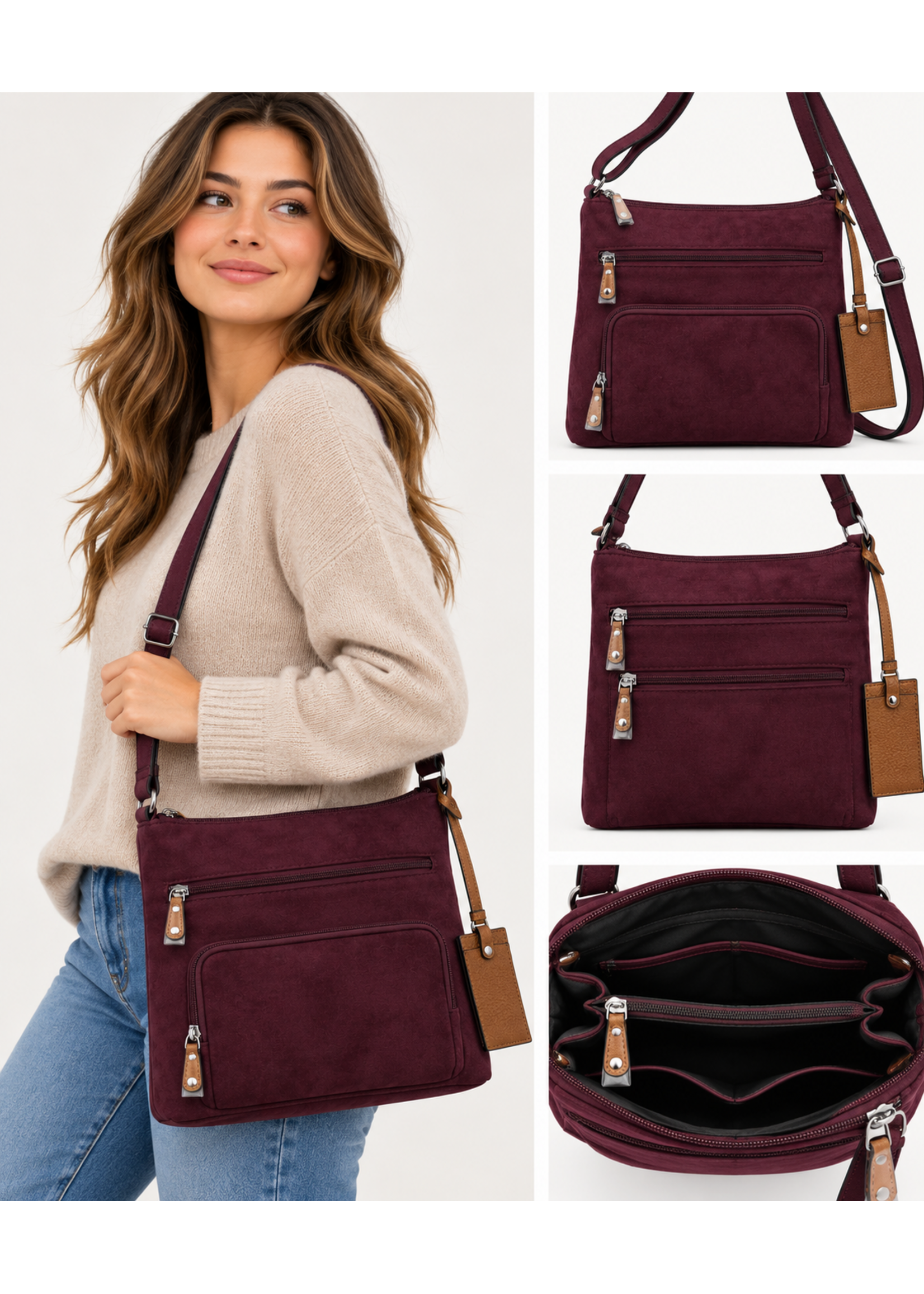 Seven Days Faux Suede Crossbody Bag