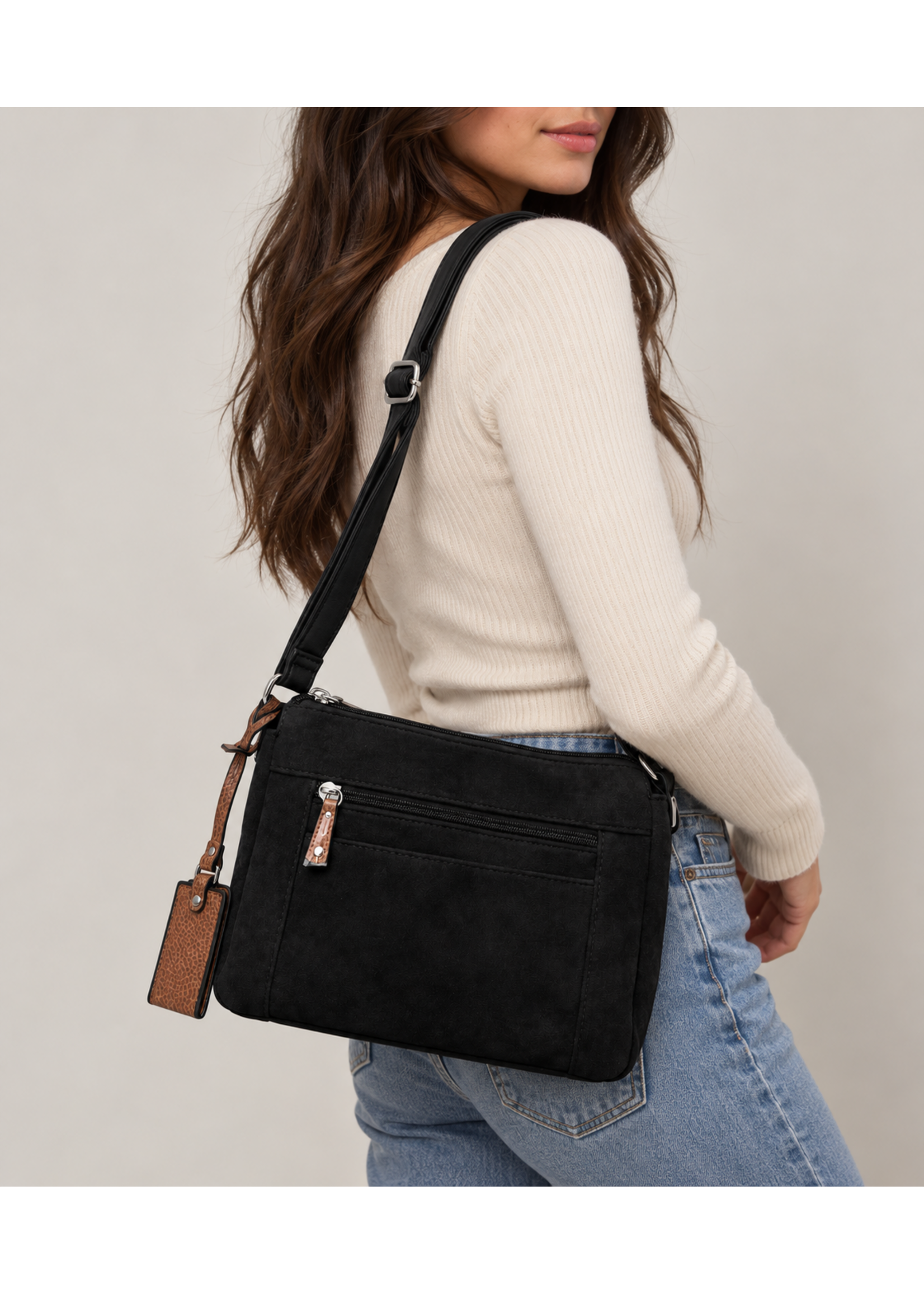 Seven Days Faux Suede Handbag