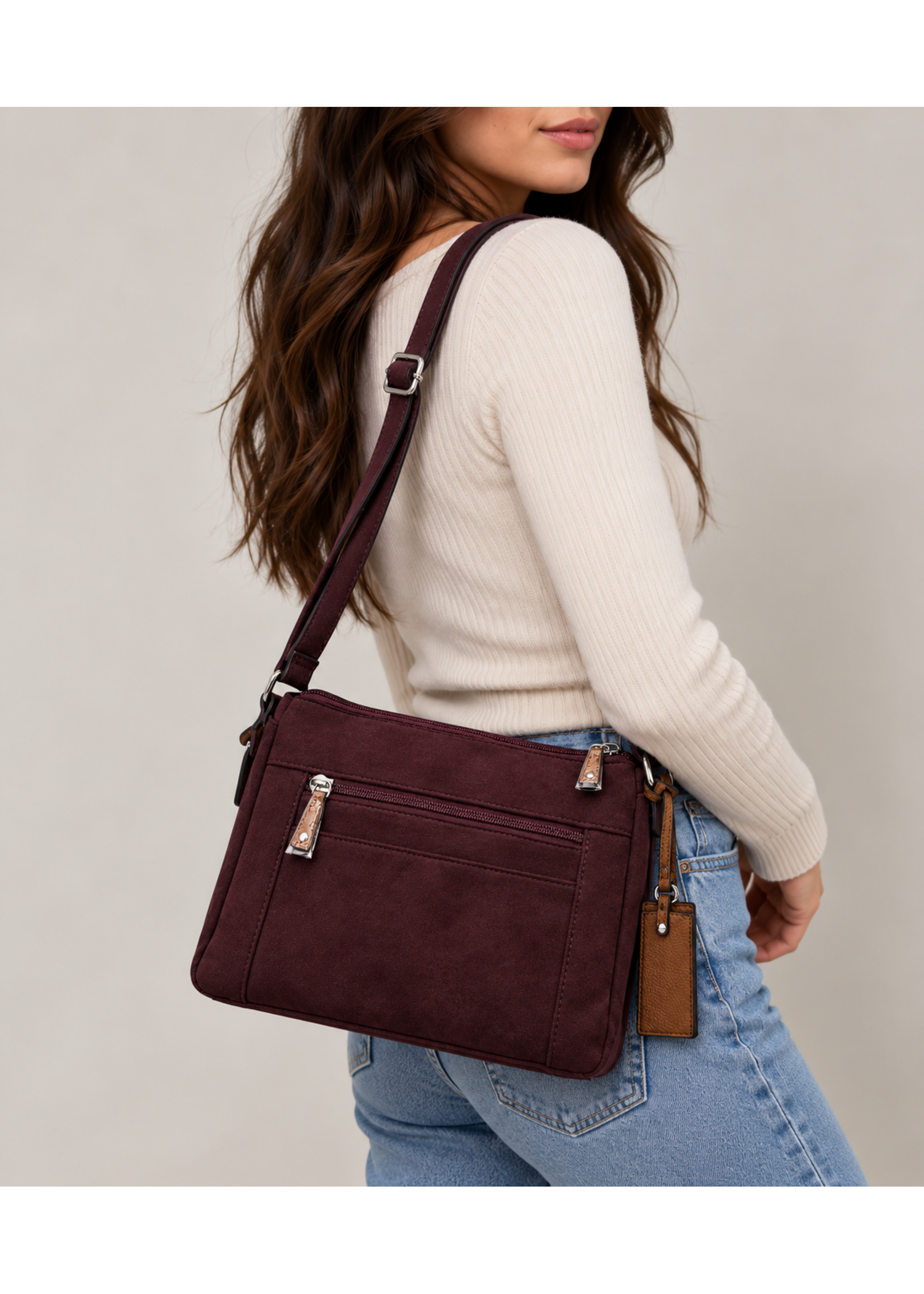 Seven Days Faux Suede Handbag
