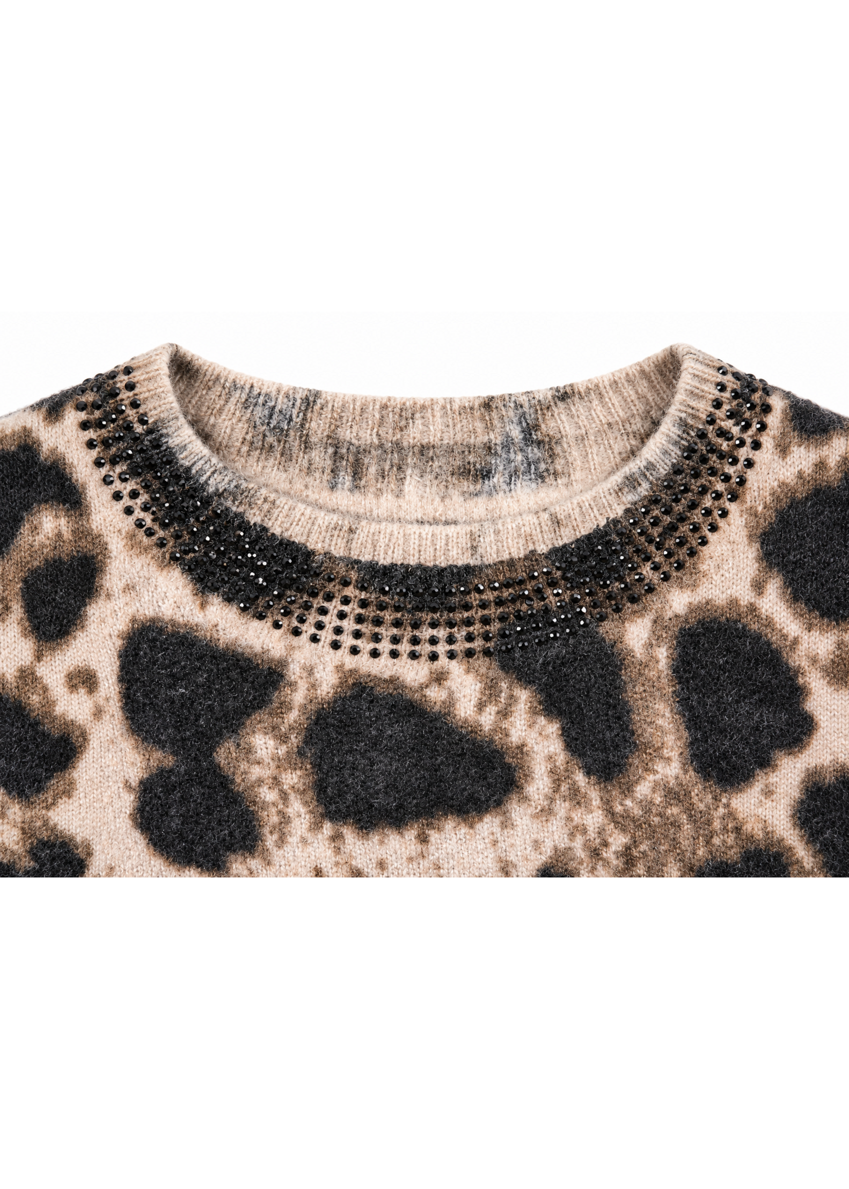 Moffi International Leopard Print Light Weight Sweater Embelished