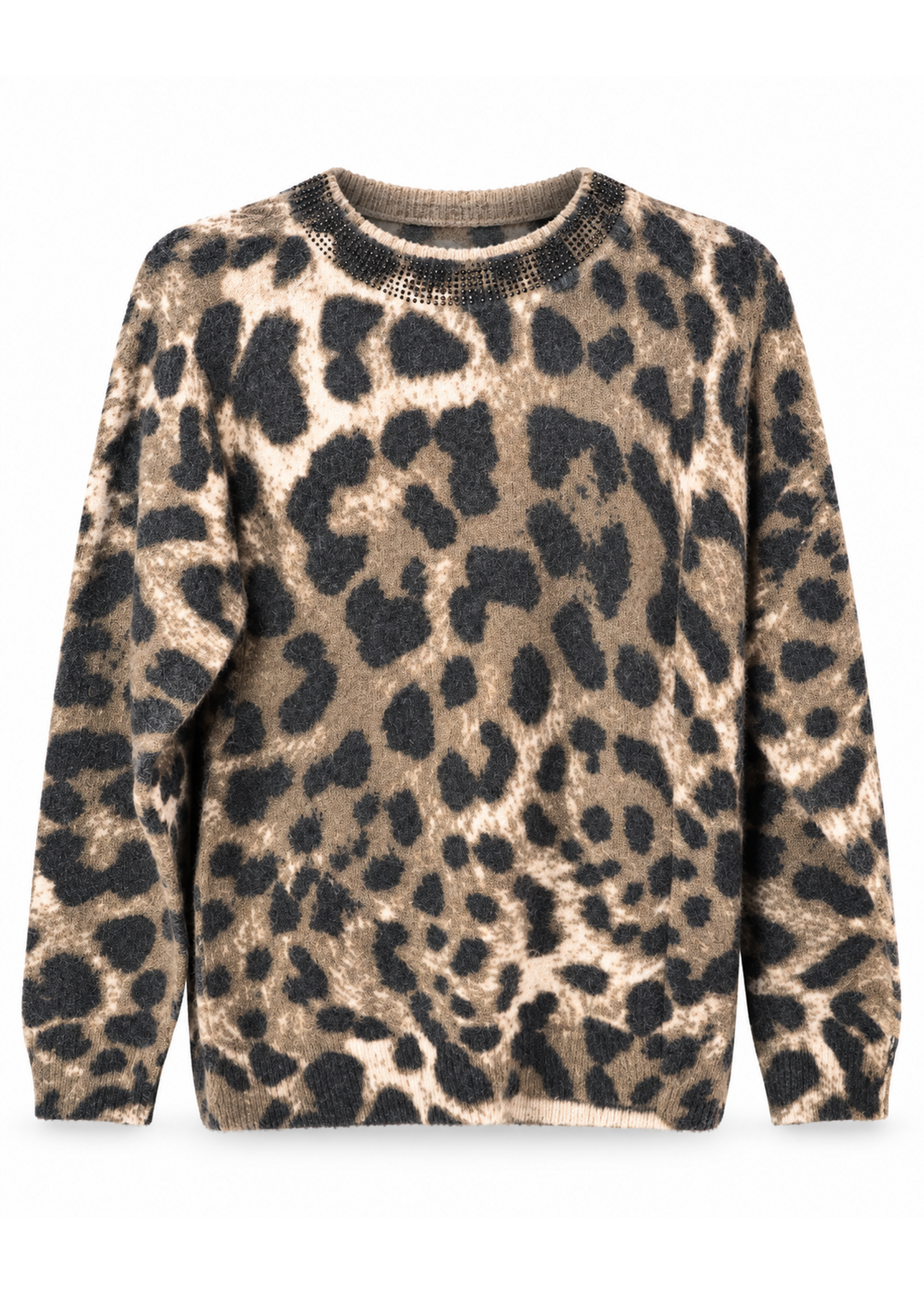 Moffi International Leopard Print Light Weight Sweater Embelished