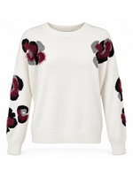 Moffi International White Sweater With Embelished Floral Print
