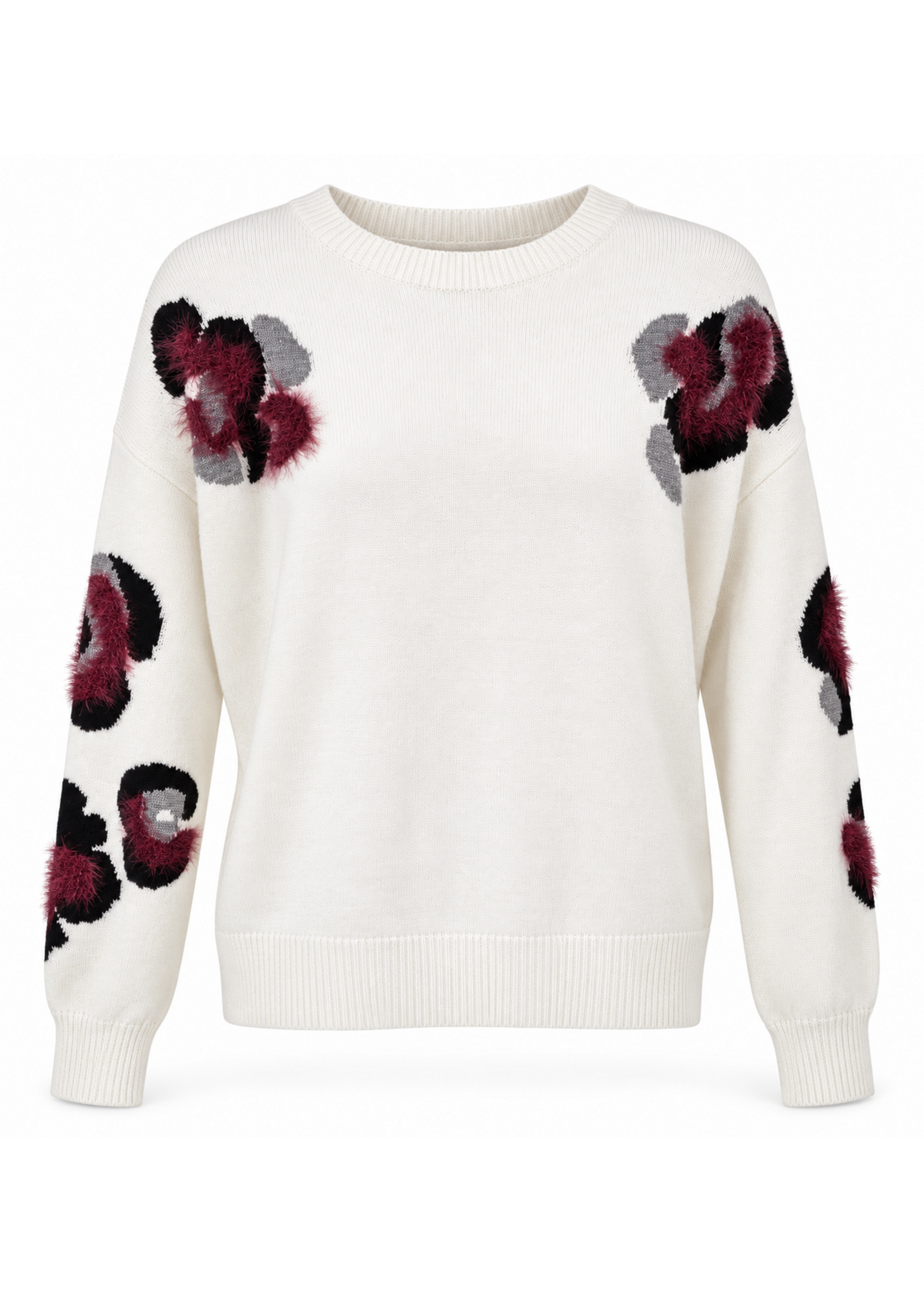 Moffi International White Sweater With Embelished Floral Print