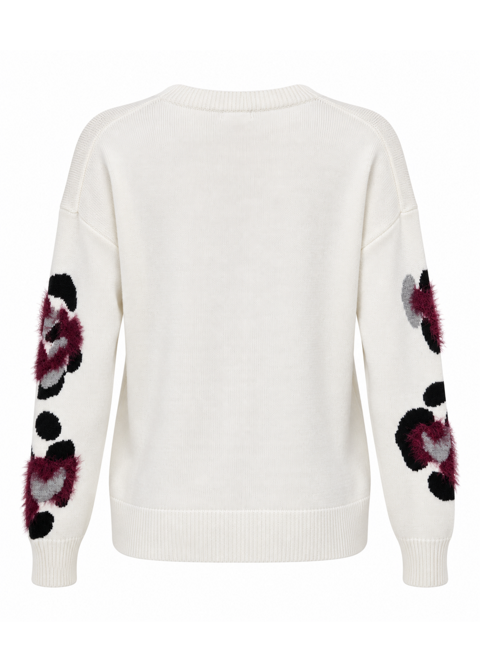 Moffi International White Sweater With Embelished Floral Print