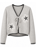 Moffi International Tie Front Cropped Cardigan