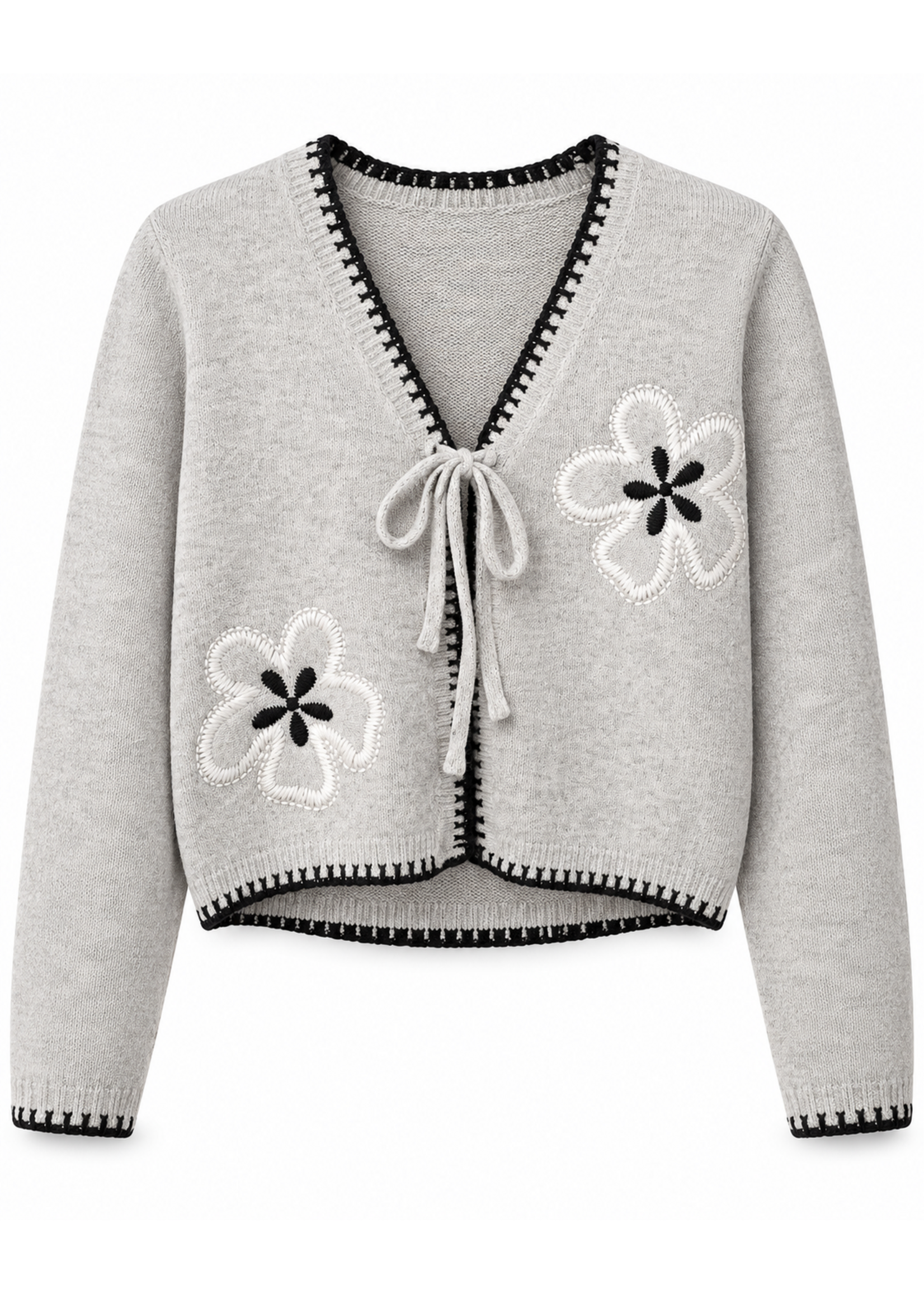 Moffi International Tie Front Cropped Cardigan