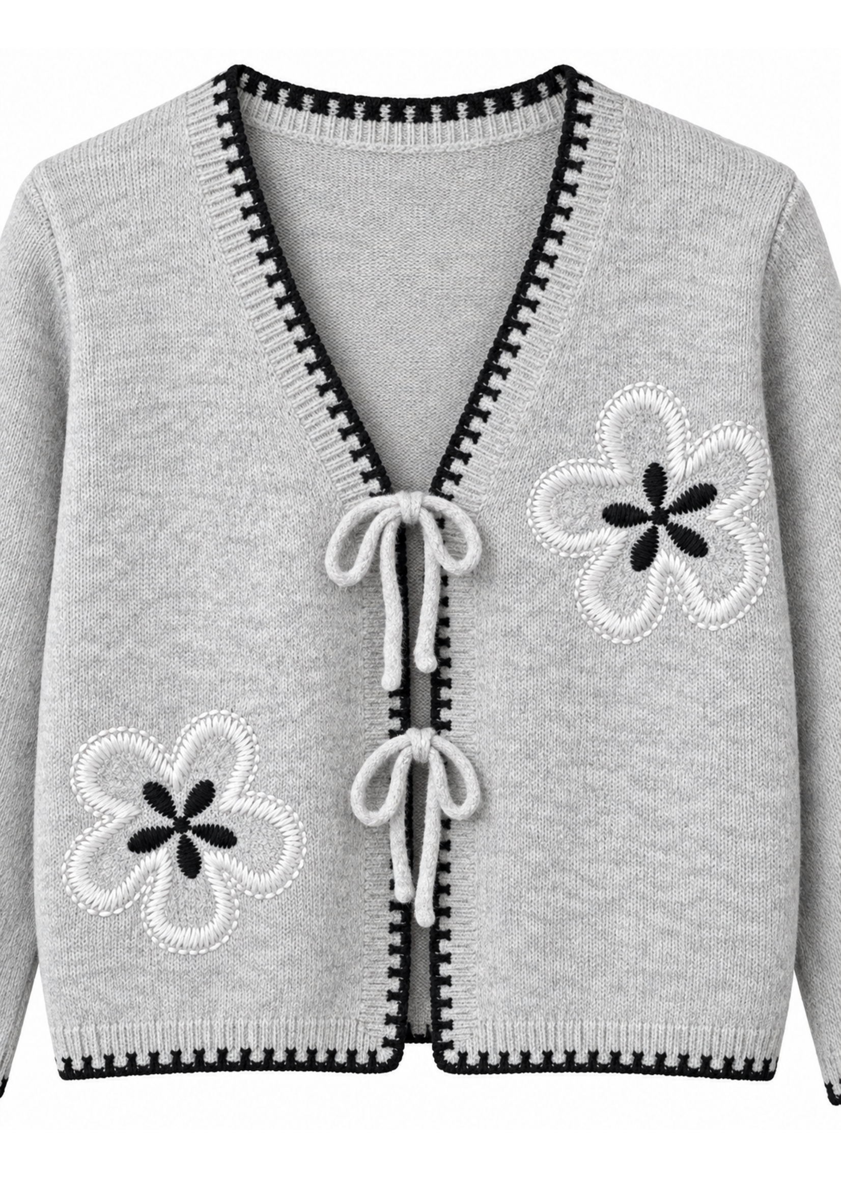 Moffi International Tie Front Cropped Cardigan