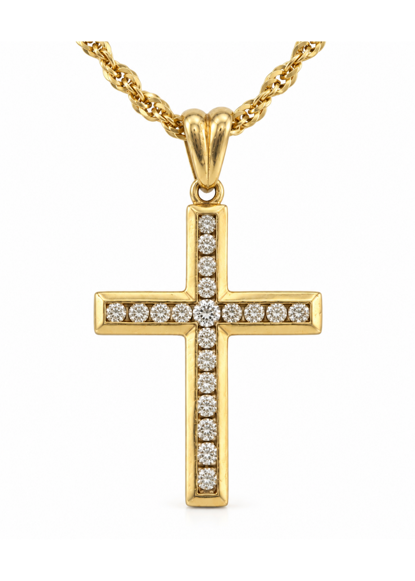 Vintage Jewellery Vintage 10ky Channel Diamond Cross Pendant MSRP $1800