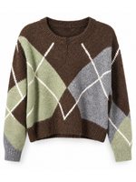 C'est Moi Relaxed Fit Argyle Sweater