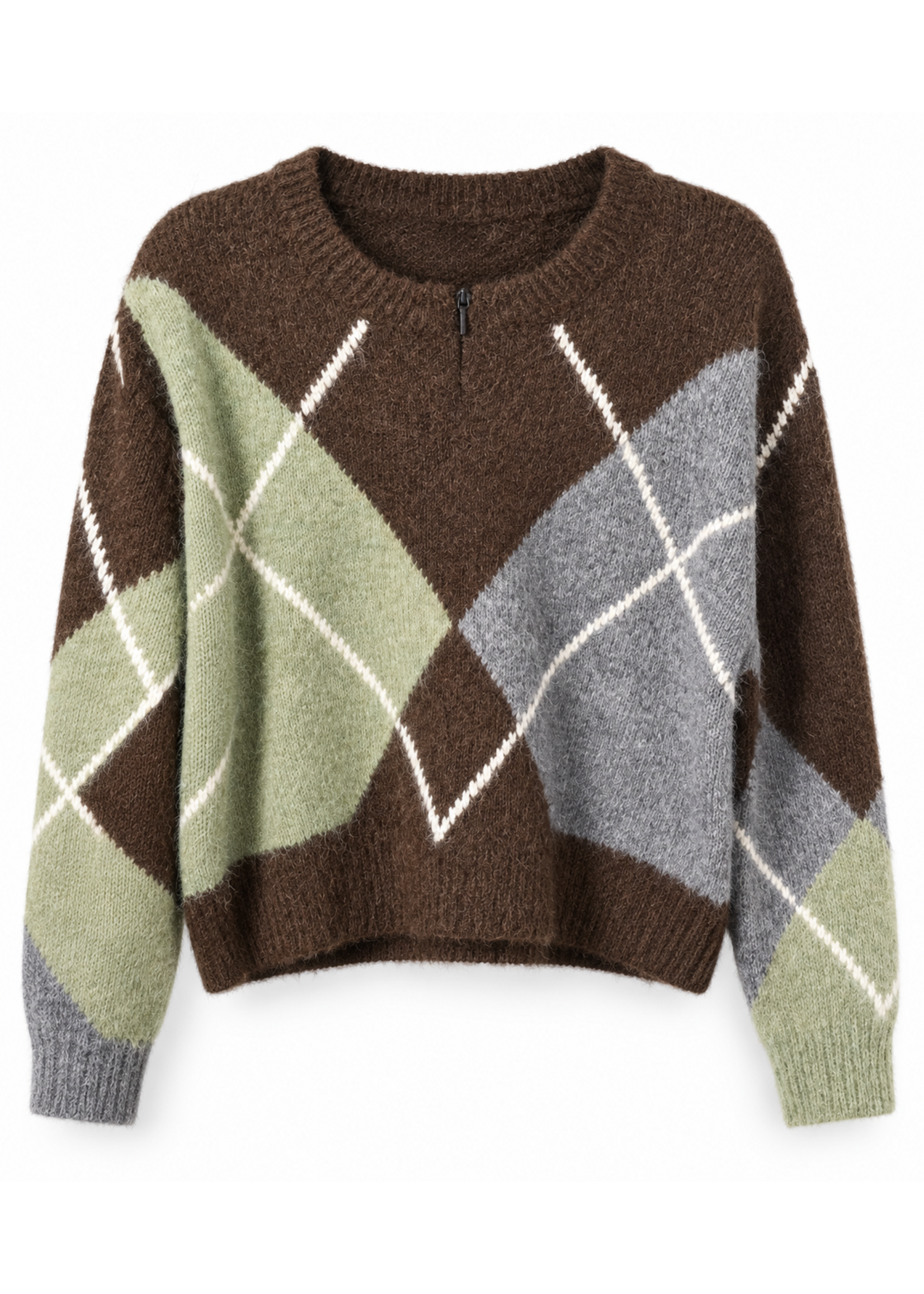 C'est Moi Relaxed Fit Argyle Sweater