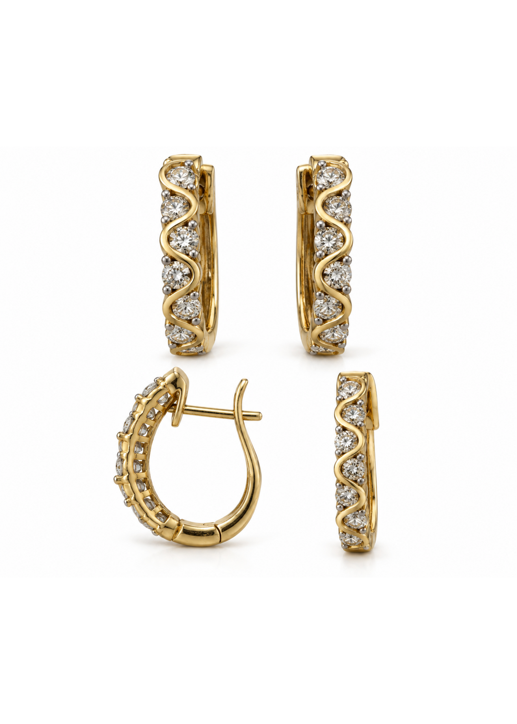 Vintage Jewellery Vintage 14ky Diamond Accented Wave Earrings MSRP $3000
