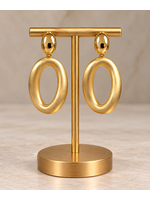 Gold Color Chunky Oval Drop Earrings