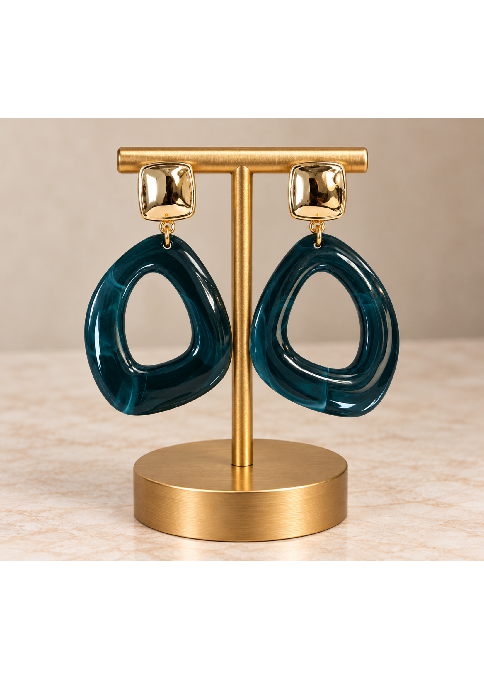 Abstract Marble Disc Drop Earrings