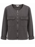 Papa Fashion Zip Up Jacket with Corduroy Detail