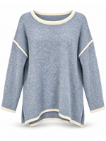 Papa Fashion Pull On Sweater with White Piping