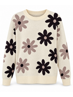 Papa Fashion Floral Pring Knit Sweater