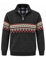 Urbaine Urbaine Men's 1/4 Zip Sweater Polar Plaid