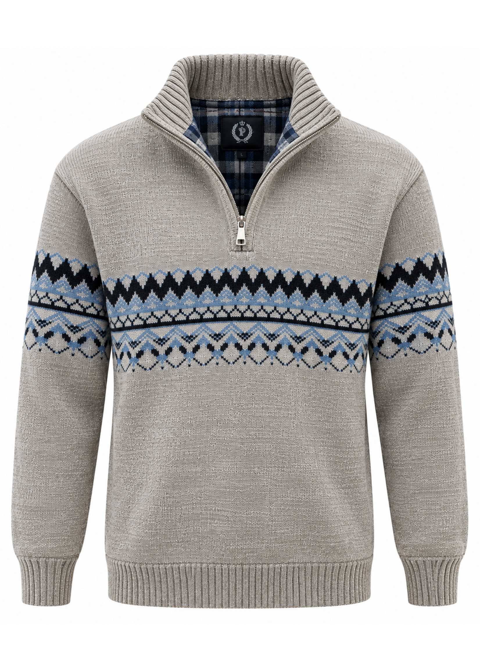 Urbaine Urbaine Men's 1/4 Zip Sweater Polar Plaid