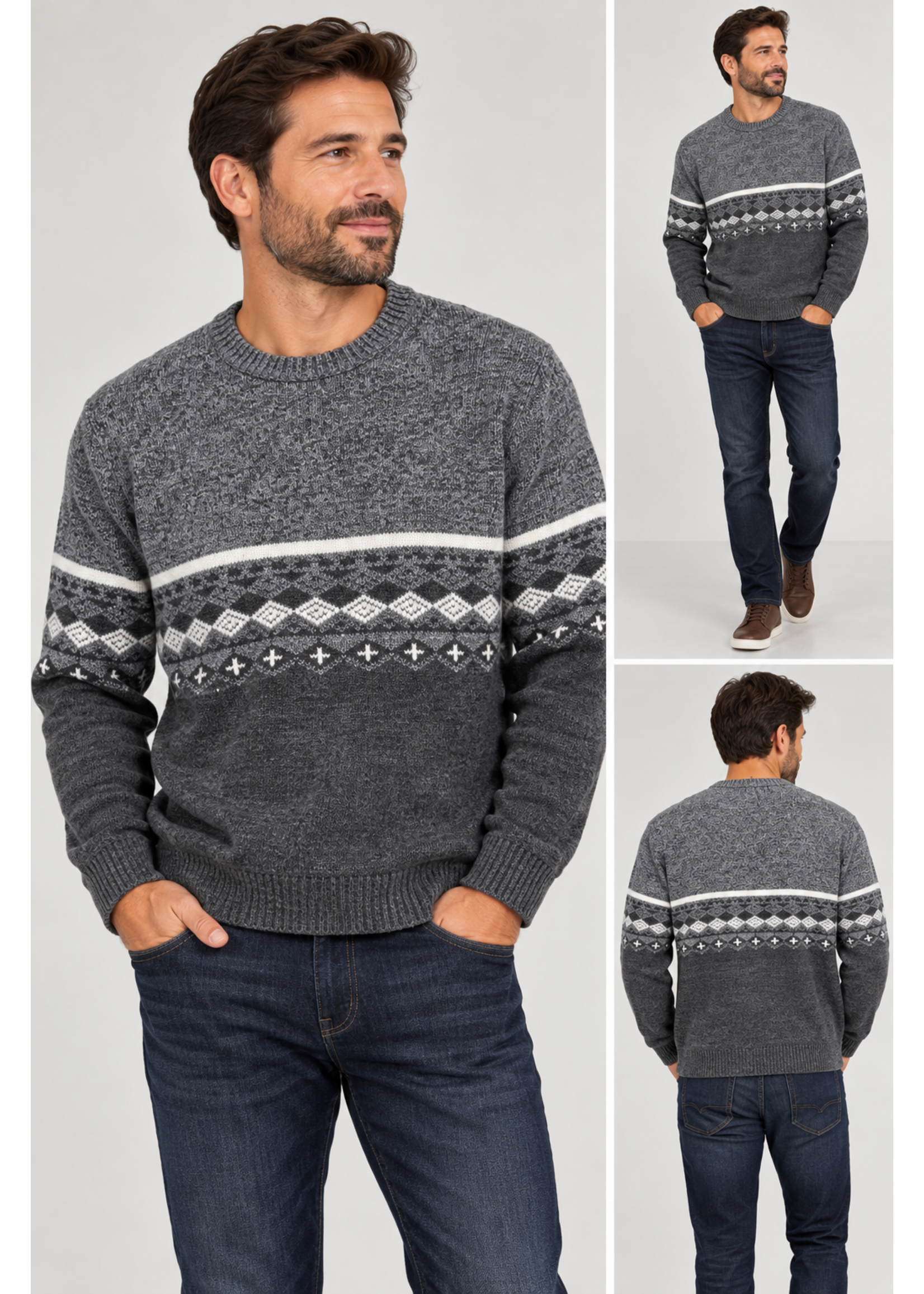 Urbaine Urbaine Men's Crewneck Sweater Polar Plaid