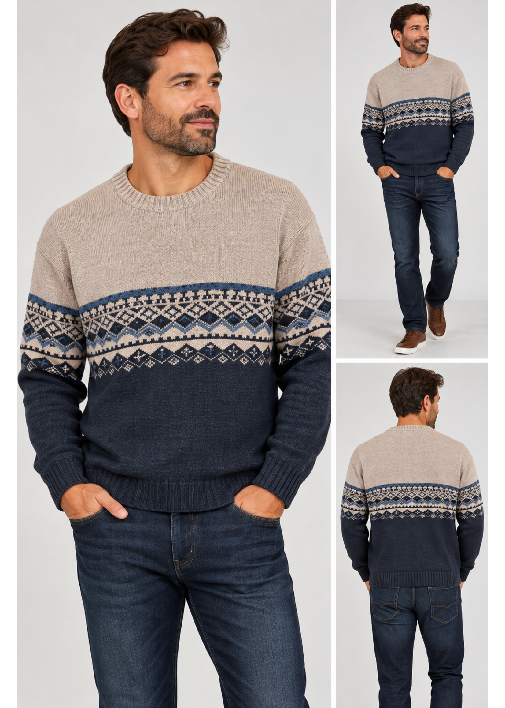 Urbaine Urbaine Men's Crewneck Sweater Polar Plaid
