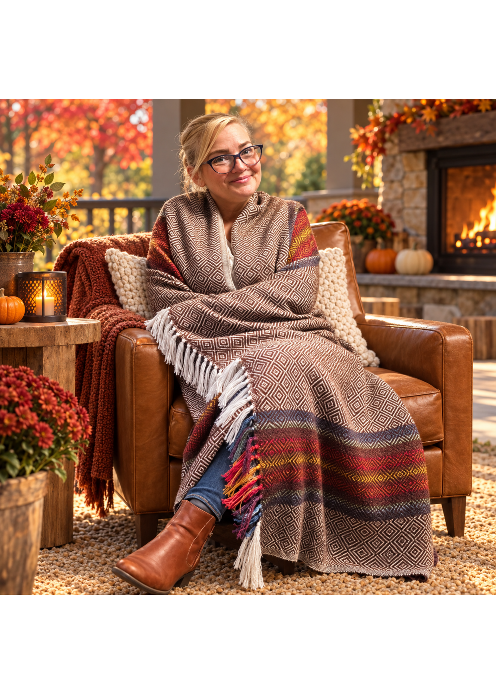 Alpaca Throw 64" x 60" Brown Multi