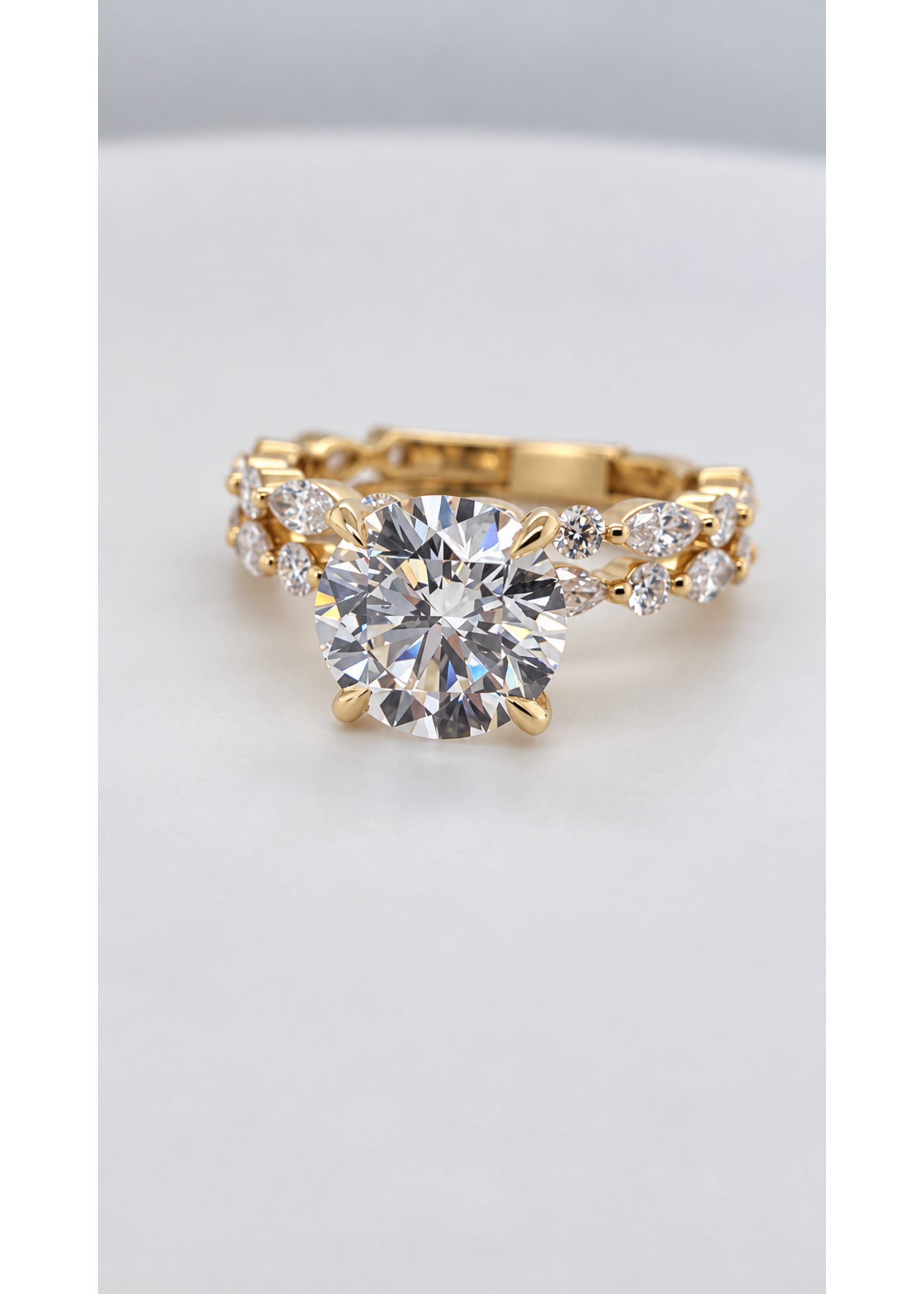 Lab Diamond Engagement Set Brilliant 14ky 4.34Ctw