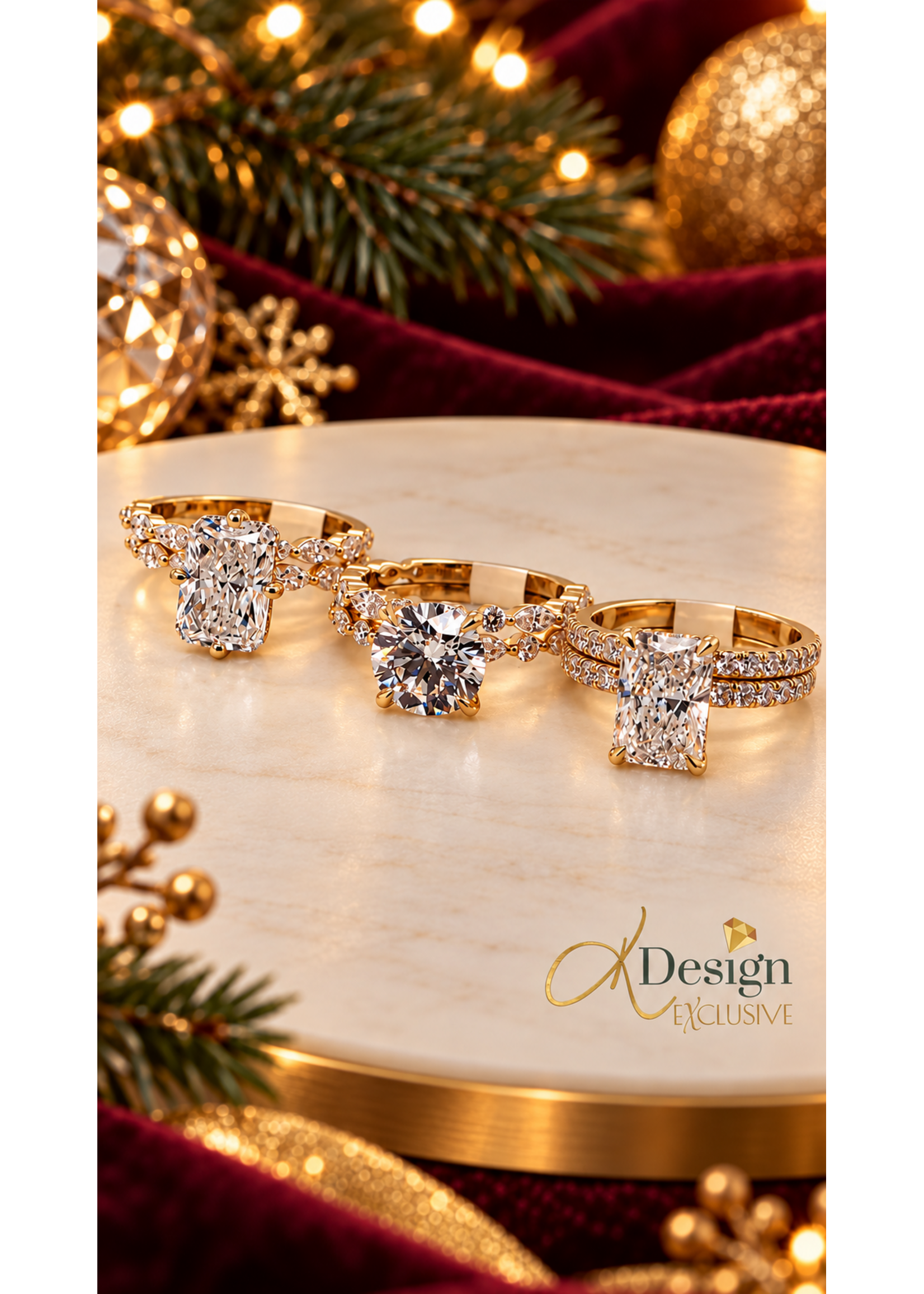 Lab Diamond Engagement Set Brilliant 14ky 4.34Ctw