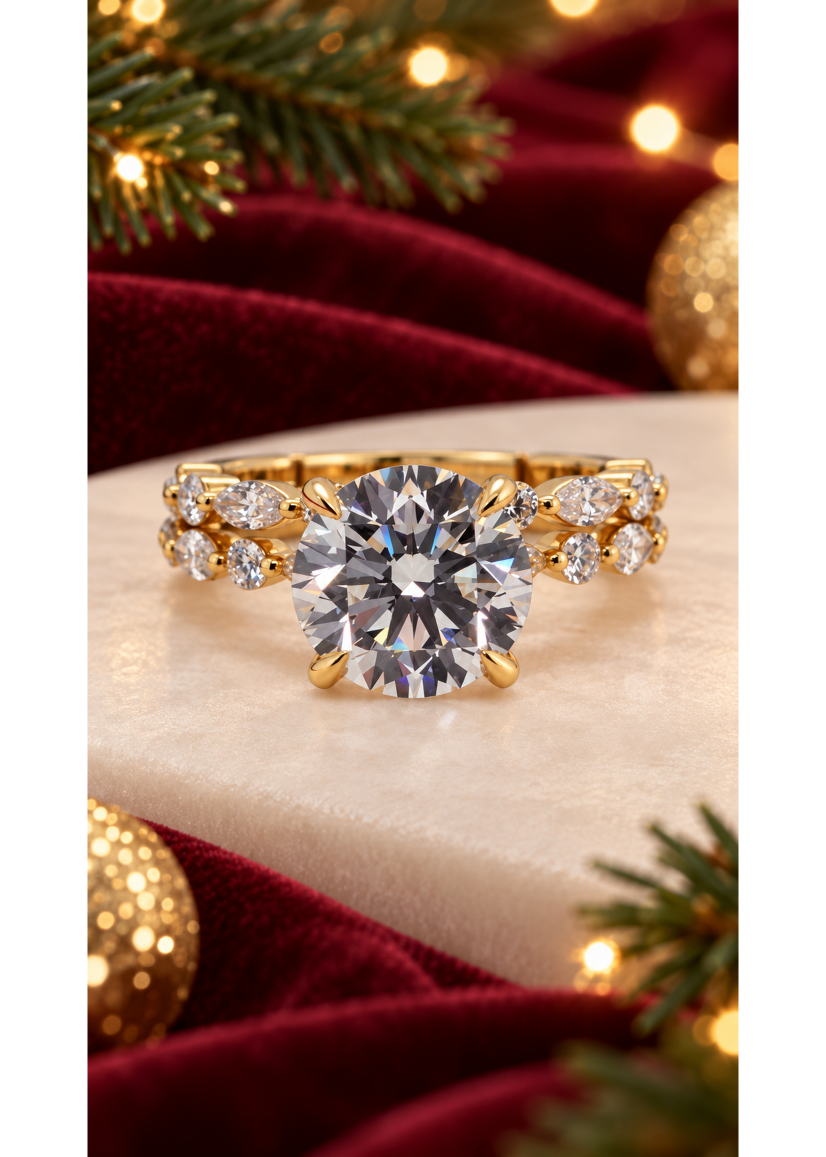 Lab Diamond Engagement Set Brilliant 14ky 4.34Ctw