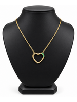 Vintage Jewellery Vintage 10ky Emerald Accented Heart Necklace 20" MSRP $500