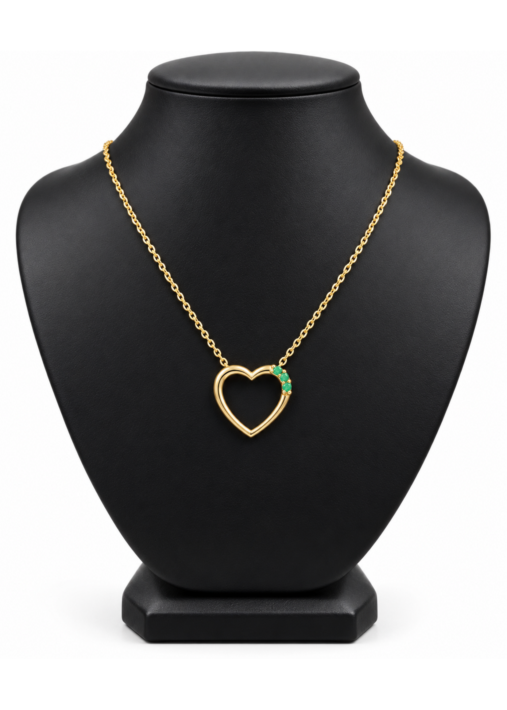 Vintage Jewellery Vintage 10ky Emerald Accented Heart Necklace 20" MSRP $500