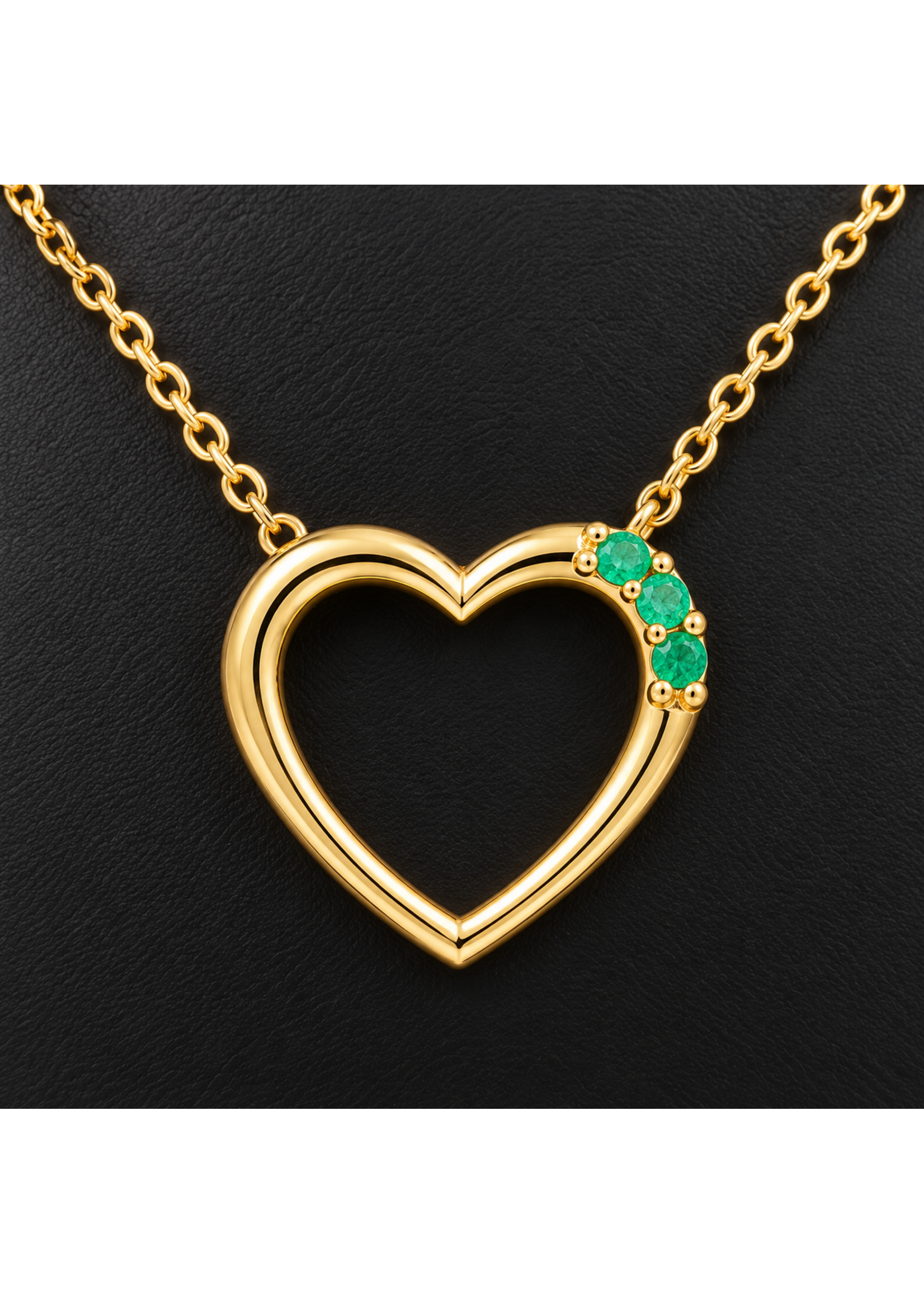 Vintage Jewellery Vintage 10ky Emerald Accented Heart Necklace 20" MSRP $500