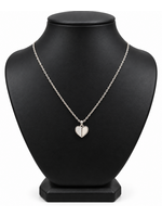 Sterling Paper Clip Chain CZ Heart Pendant 18"