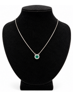 Sterling Box Link Round Colored CZ Necklace 18"