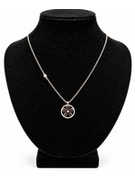Sterling Paper Clip Circle Flower Necklace 18"