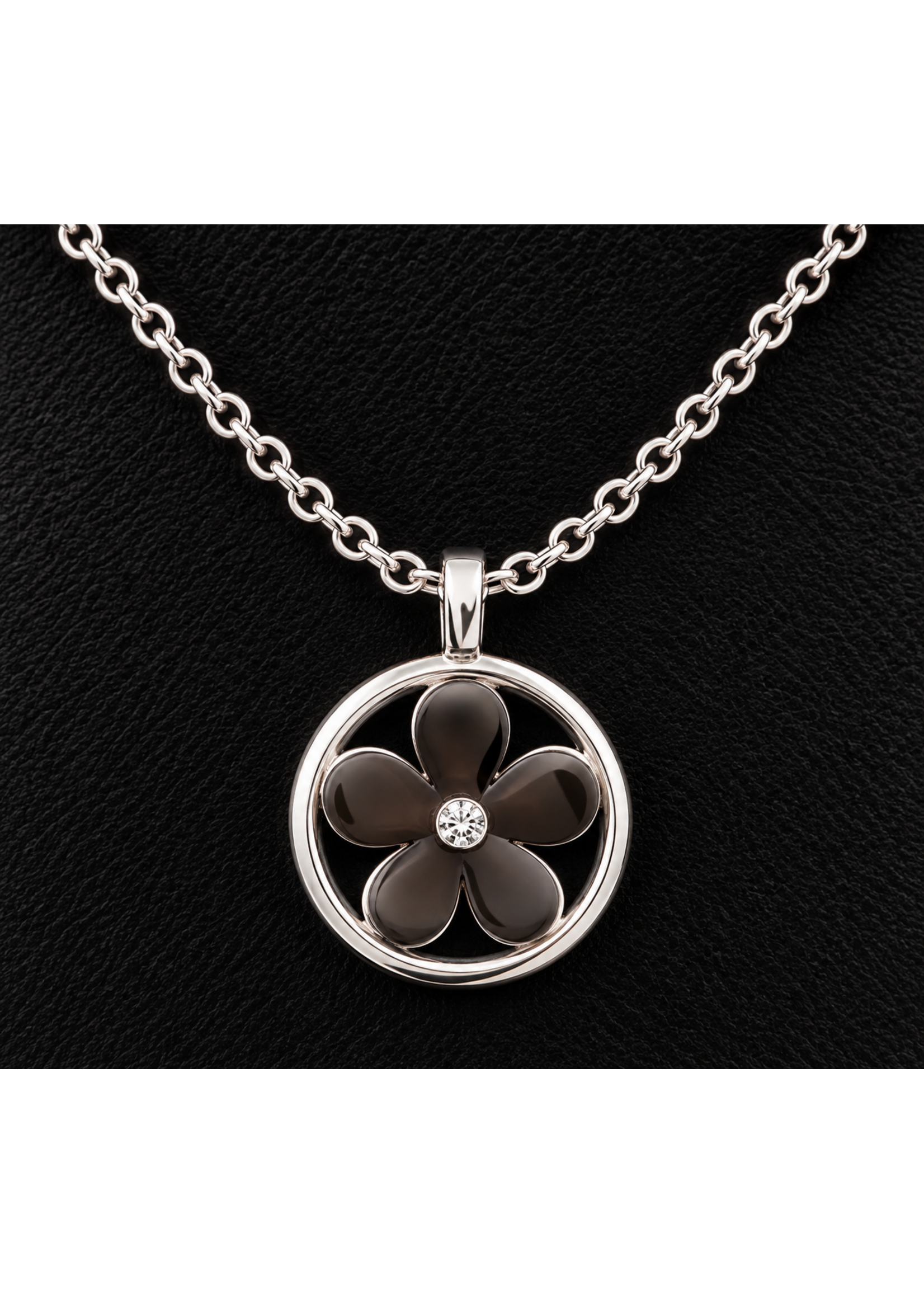 Sterling Paper Clip Circle Flower Necklace 18"