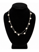 Sterling Double Strand Pearl Necklace 18"