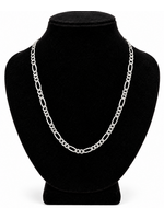 Sterling Silver Rhodium Plated Figaro Chain