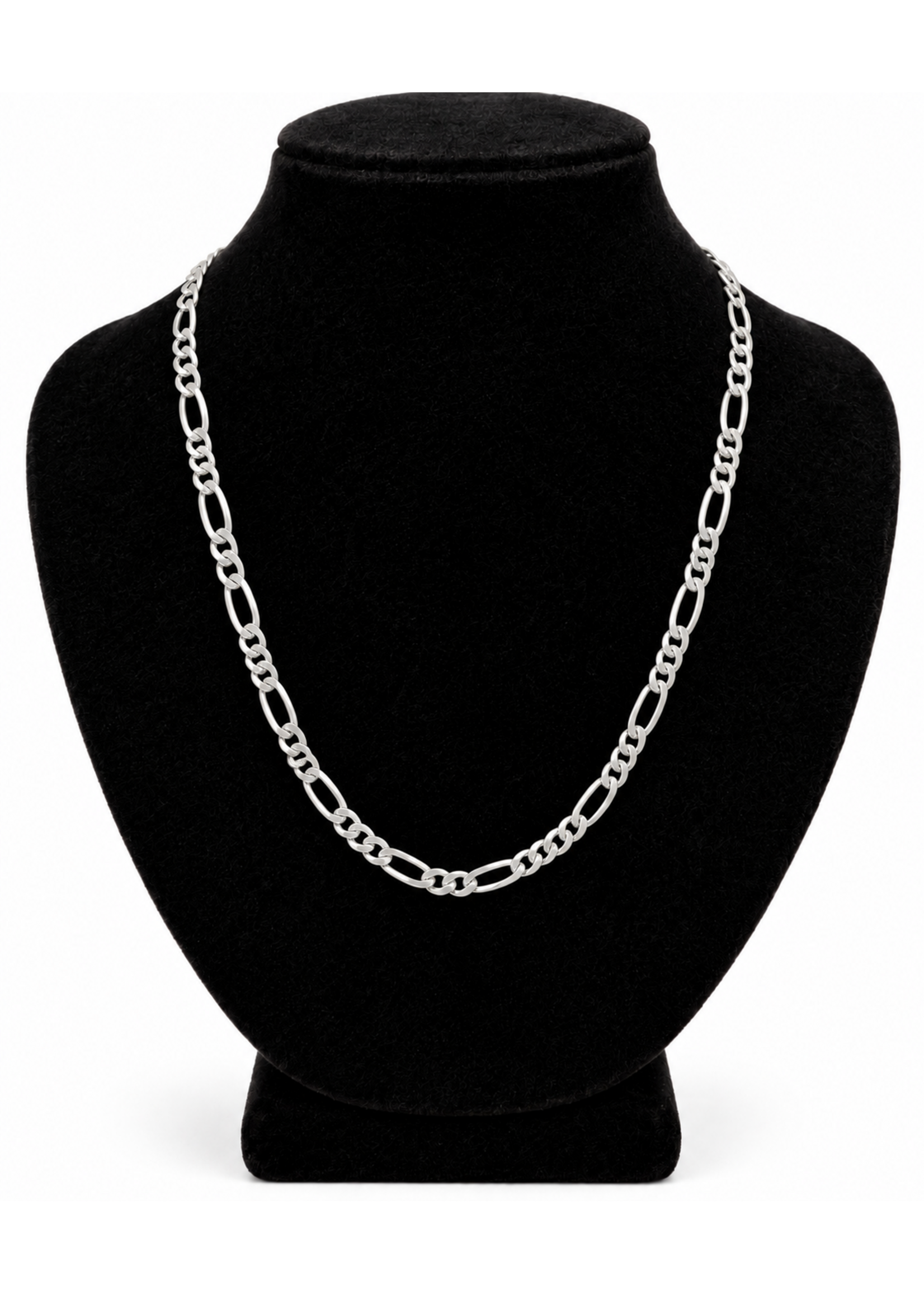 Sterling Silver Rhodium Plated Figaro Chain