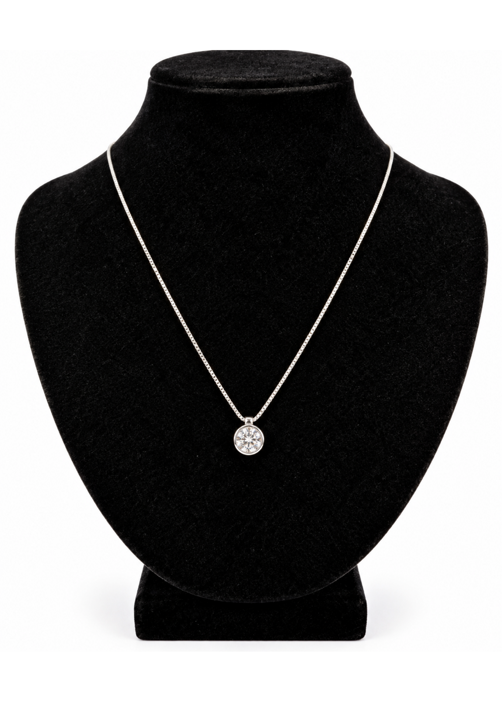 Sterling Silver Bezel Set CZ Necklace 18"