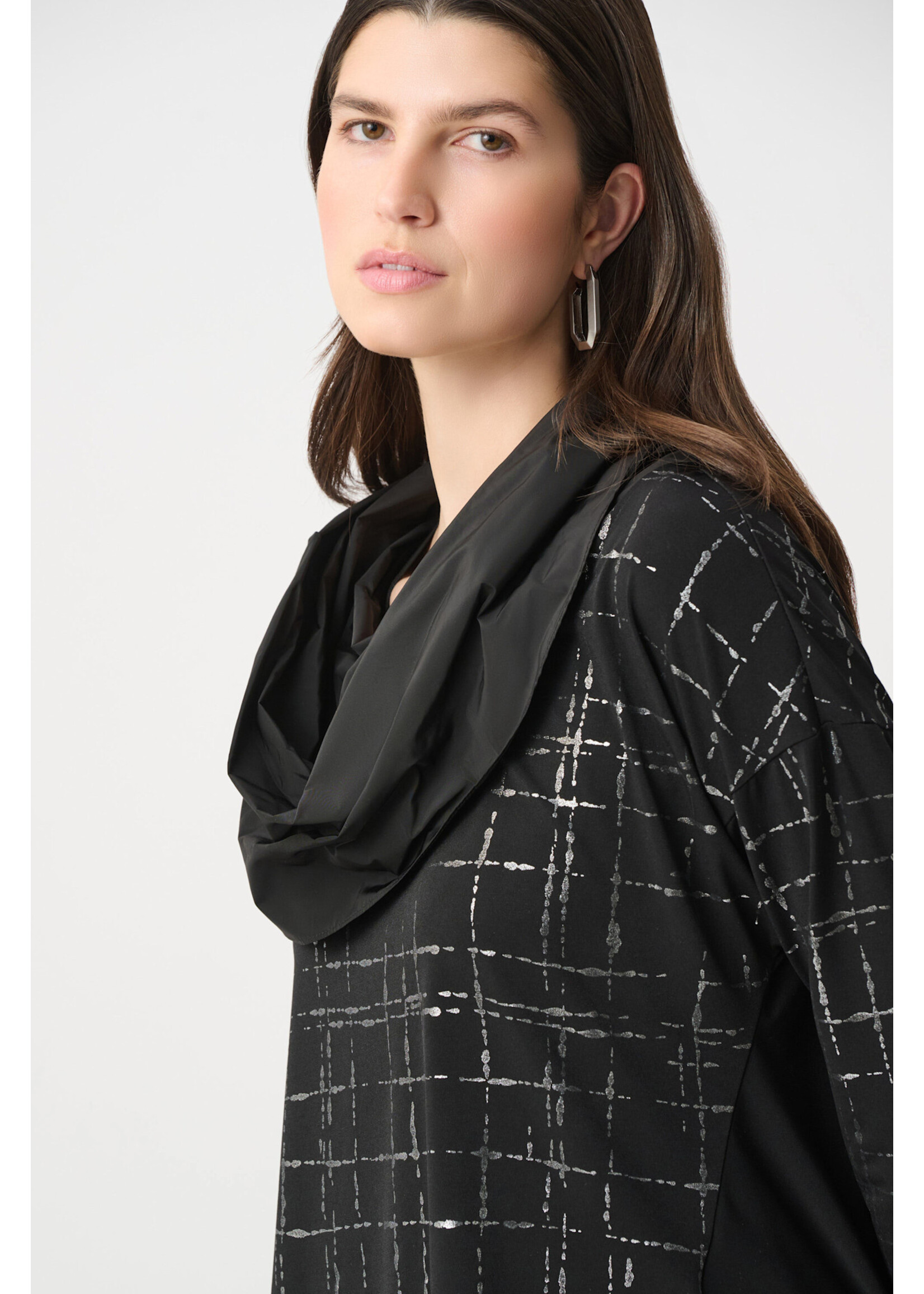 Joseph Ribkoff Joseph Ribkoff Plaid Cowl Collar Top