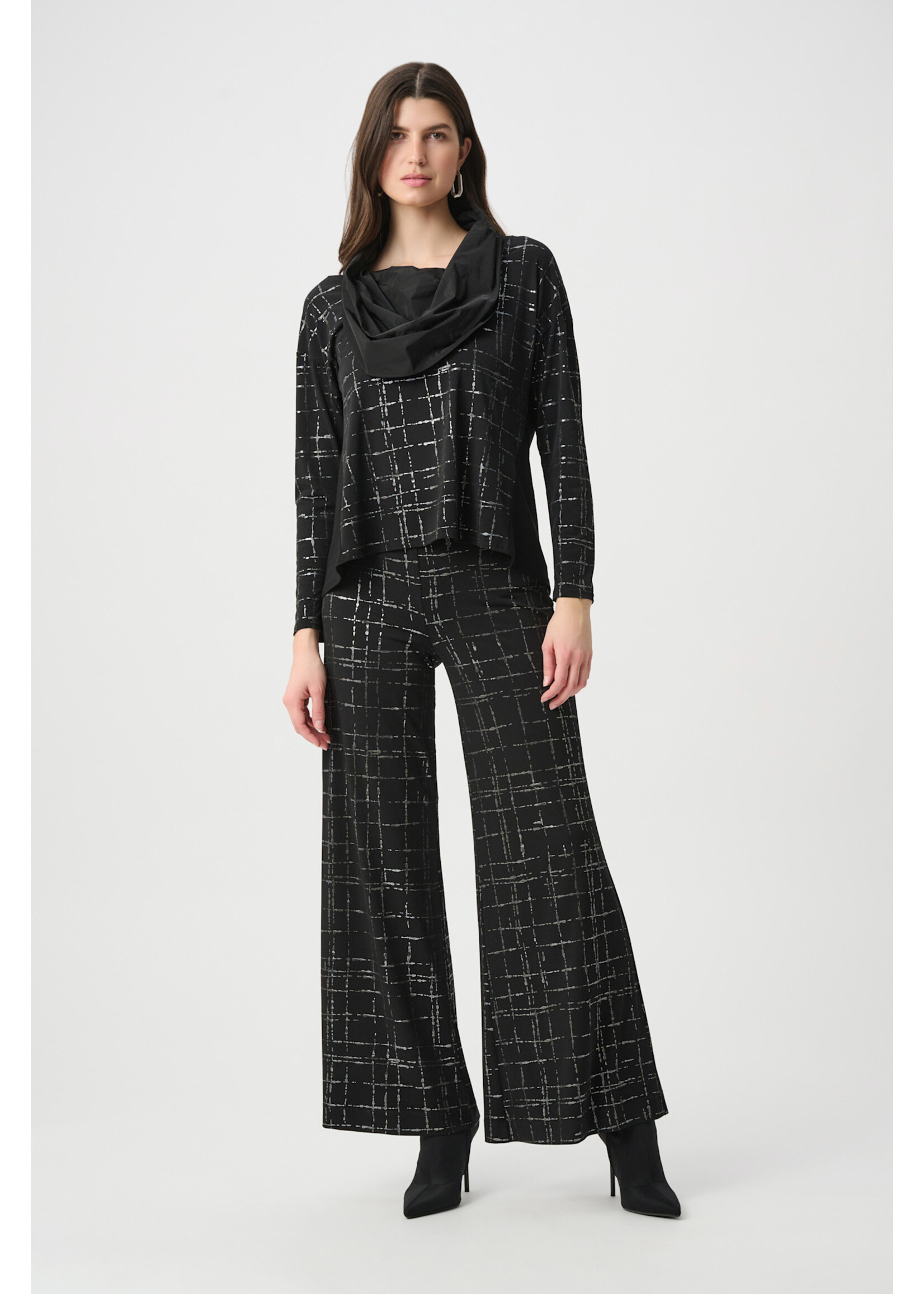 Joseph Ribkoff Joseph Ribkoff Plaid Cowl Collar Top