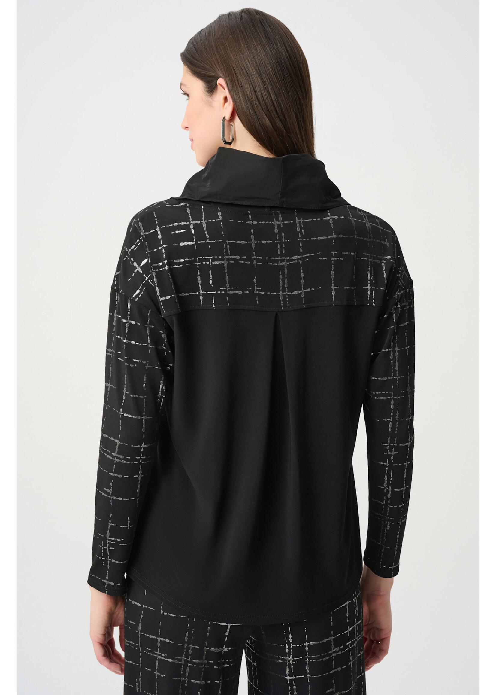 Joseph Ribkoff Joseph Ribkoff Plaid Cowl Collar Top