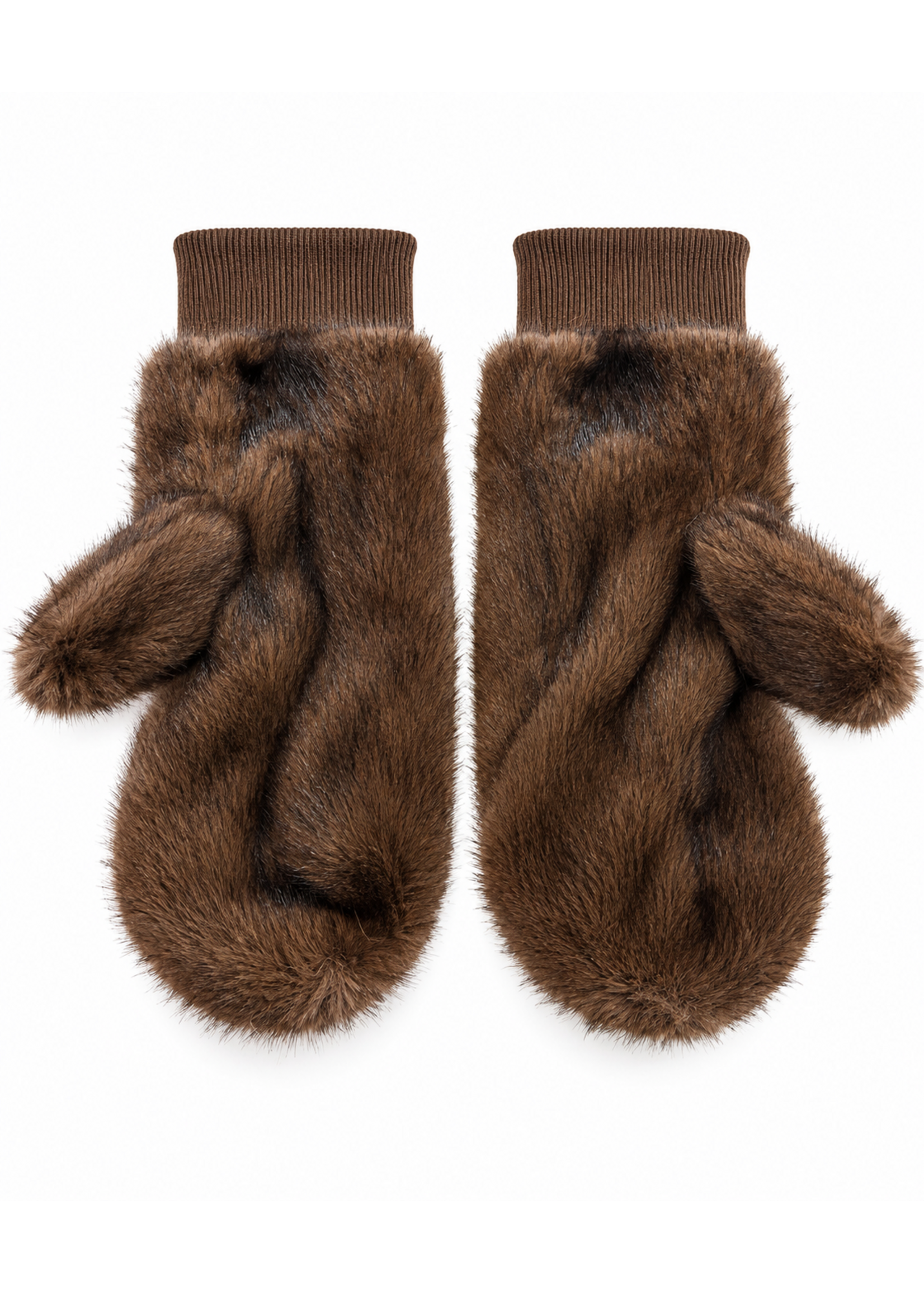 Tom & Eva Tom & Eva Faux Fur Mittens Brown