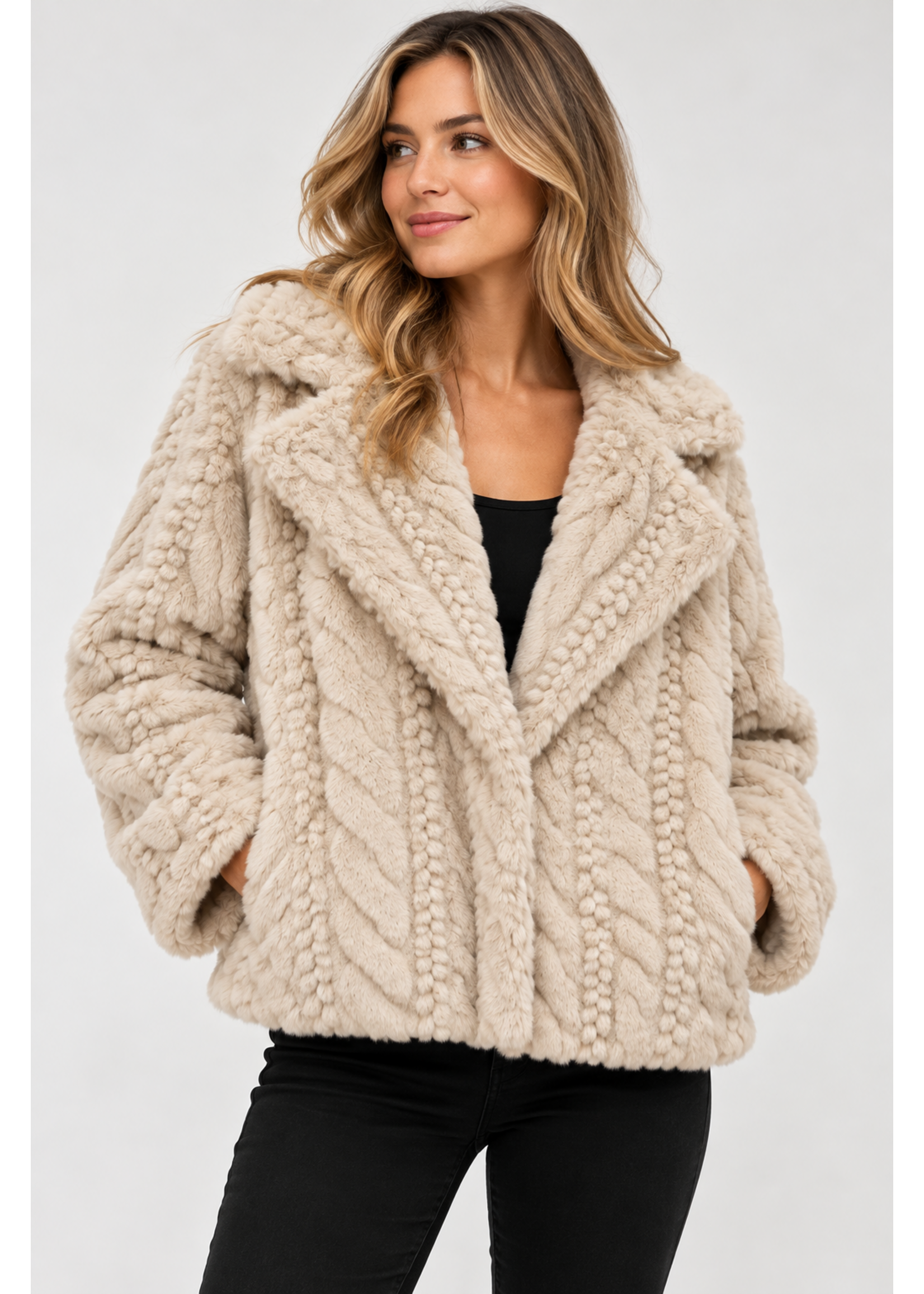Tom & Eva Tom & Eva Cable Faux Fur Jacket