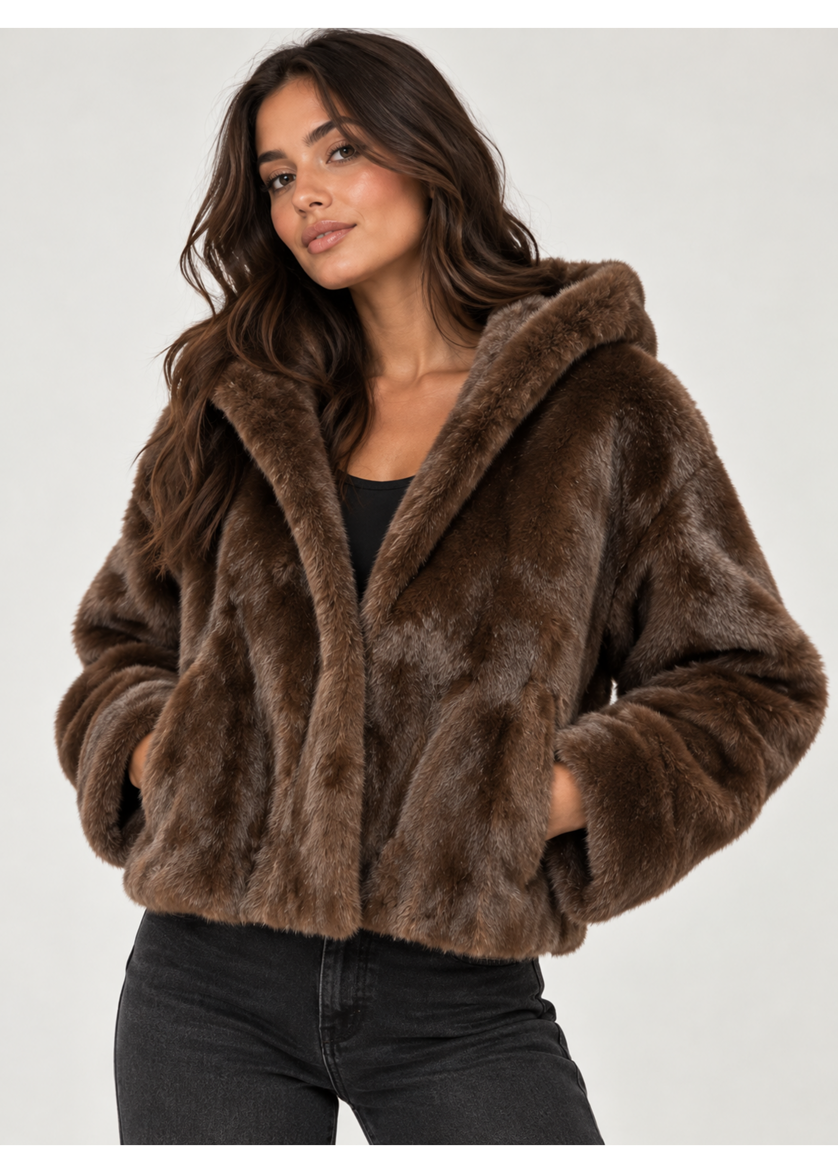 Furelle Furelle Faux Fur Hooded Jacket